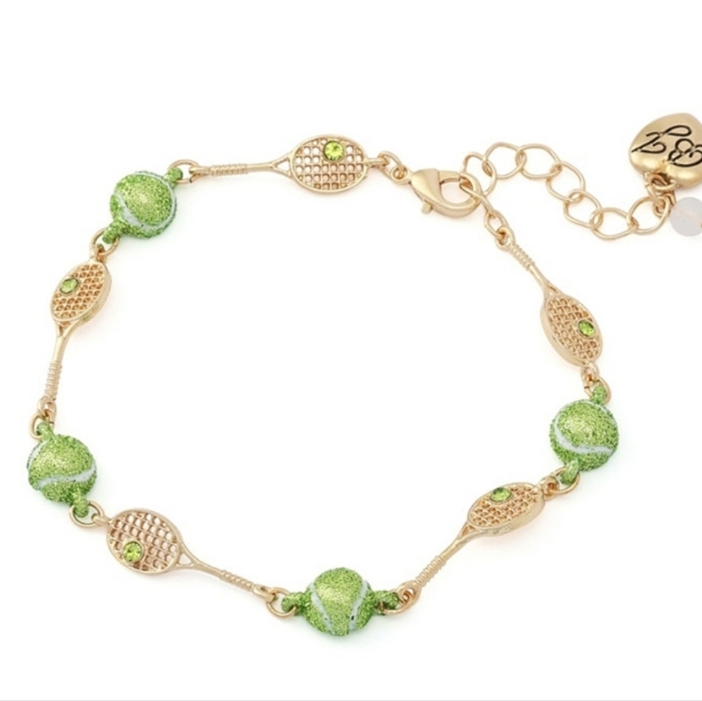 🎾▪️Betsey Johnson ▪️Faux Stone Tennis Racquet Flex Link Bracelet